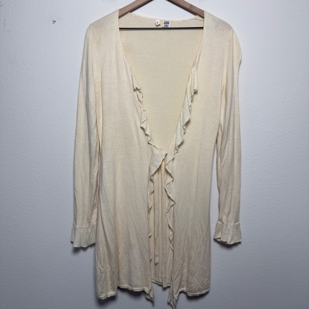 Moth Women Cashmere Angora Cotton Cardigan Top Medium‎ Cream Coquette Fairy